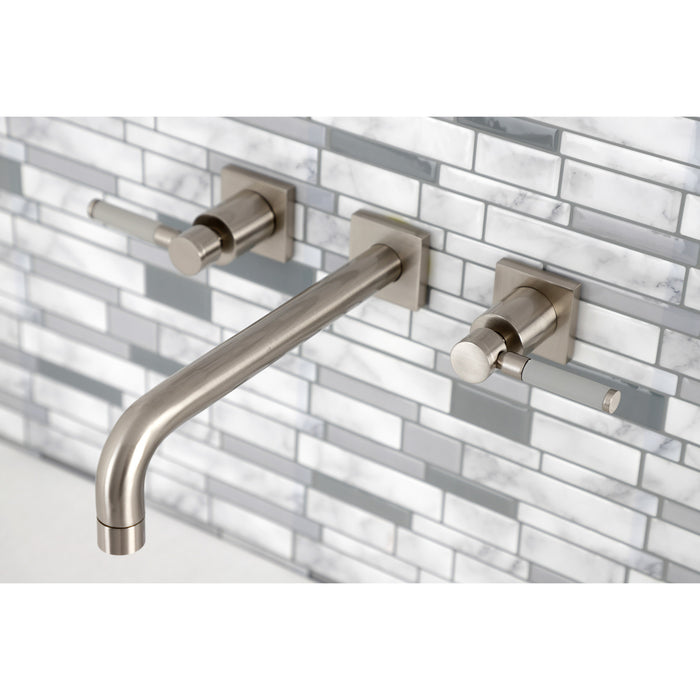 Kingston Sona KS6028DKL - Kaiser Two-Handle 3-Hole Wall Mount Tub Faucet, Brushed Nickel