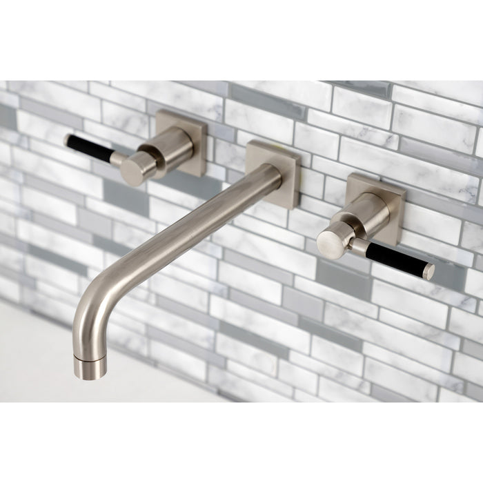Kingston Sona KS6028DKL - Kaiser Two-Handle 3-Hole Wall Mount Tub Faucet, Brushed Nickel