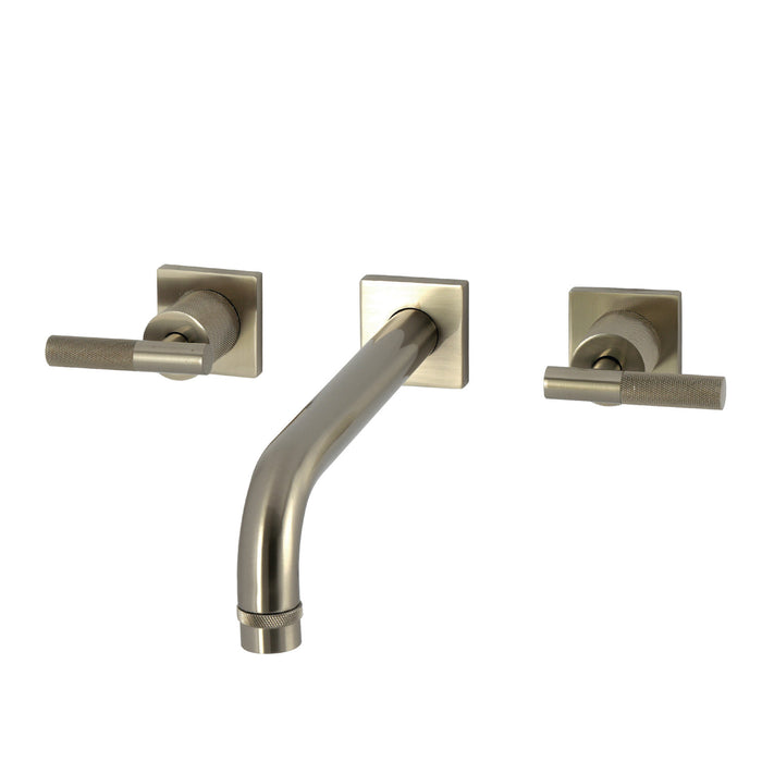 Kingston Sona KS6028KNL - Convergent Two-Handle 3-Hole Wall Mount Roman Tub Faucet with Knurled Handle, Brushed Nickel