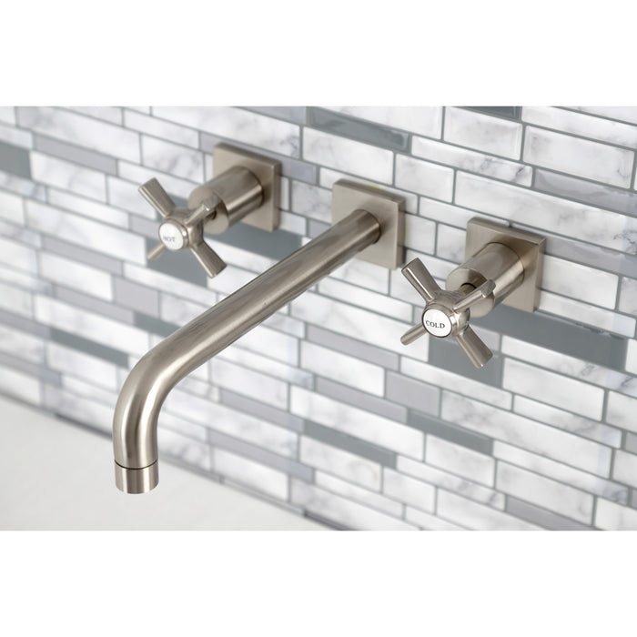 Kingston Tulare KS6028ZX - Millennium Two-Handle 3-Hole Wall Mount Tub Faucet, Brushed Nickel