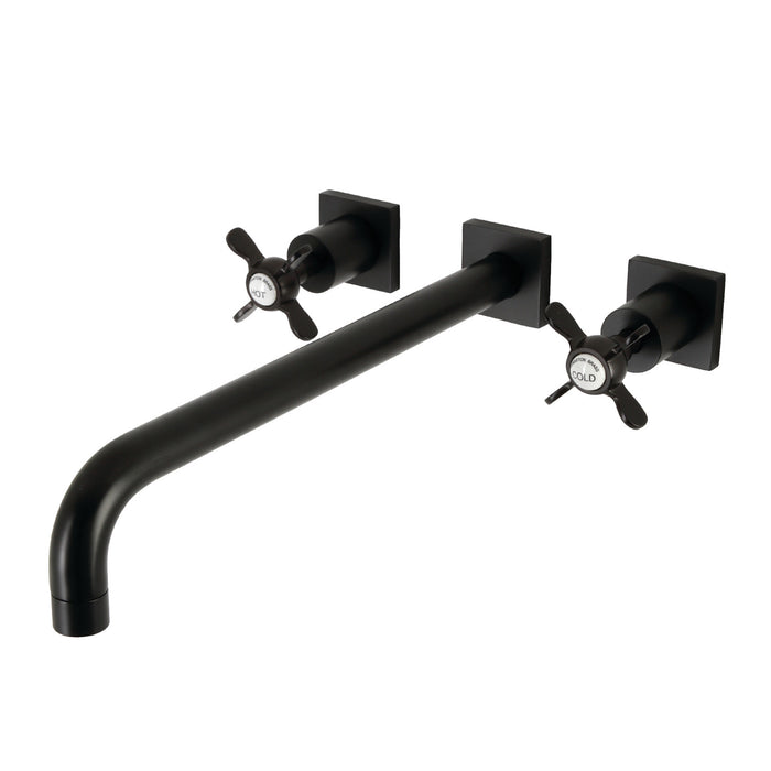 Kingston Tulare KS6040BEX - Essex Two-Handle 3-Hole Wall Mount Tub Faucet, Matte Black