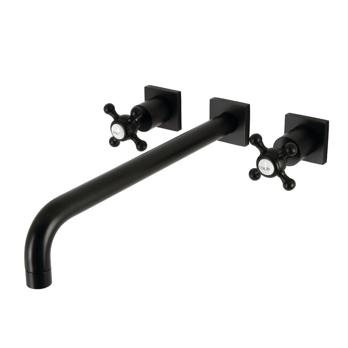 Kingston Tulare KS6040BX - Metropolitan Two-Handle 3-Hole Wall Mount Tub Faucet, Matte Black