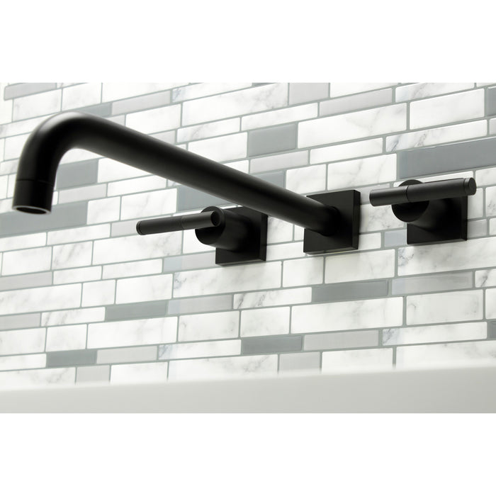 Kingston Sona KS6040CKL - Kaiser Two-Handle 3-Hole Wall Mount Tub Faucet, Matte Black