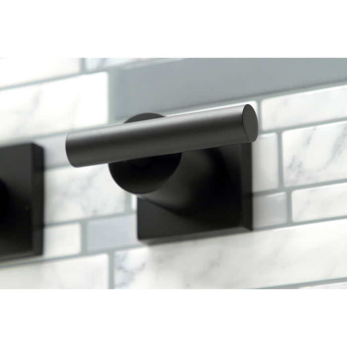 Kingston Sona KS6040CML - Manhattan Two-Handle 3-Hole Wall Mount Tub Faucet, Matte Black