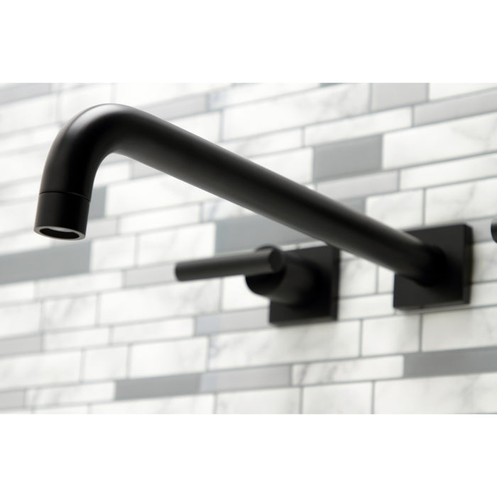 Kingston Sona KS6040CML - Manhattan Two-Handle 3-Hole Wall Mount Tub Faucet, Matte Black