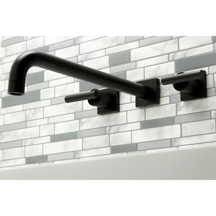 Kingston Sona KS6040CML - Manhattan Two-Handle 3-Hole Wall Mount Tub Faucet, Matte Black