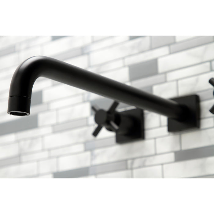 Kingston Sona KS6040DX - Concord Two-Handle 3-Hole Wall Mount Tub Faucet, Matte Black