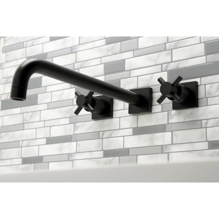 Kingston Sona KS6040DX - Concord Two-Handle 3-Hole Wall Mount Tub Faucet, Matte Black
