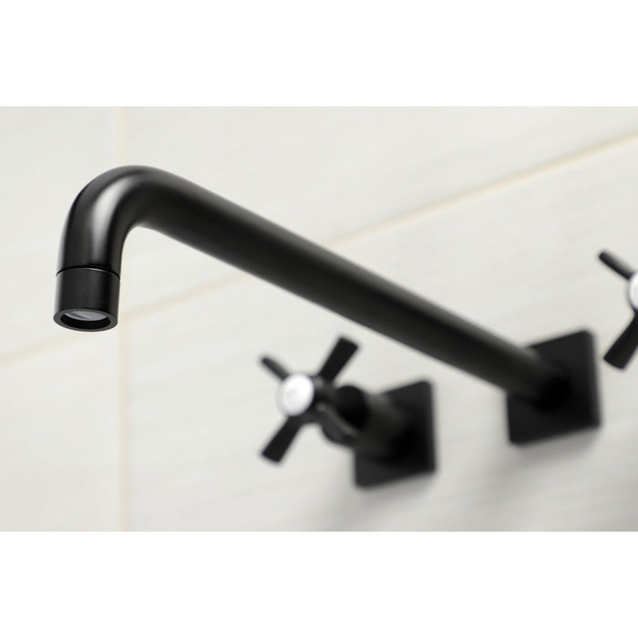 Kingston Tulare KS6040ZX - Millennium Two-Handle 3-Hole Wall Mount Tub Faucet, Matte Black