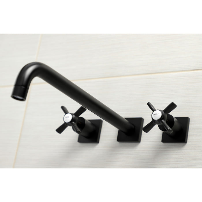 Kingston Tulare KS6040ZX - Millennium Two-Handle 3-Hole Wall Mount Tub Faucet, Matte Black
