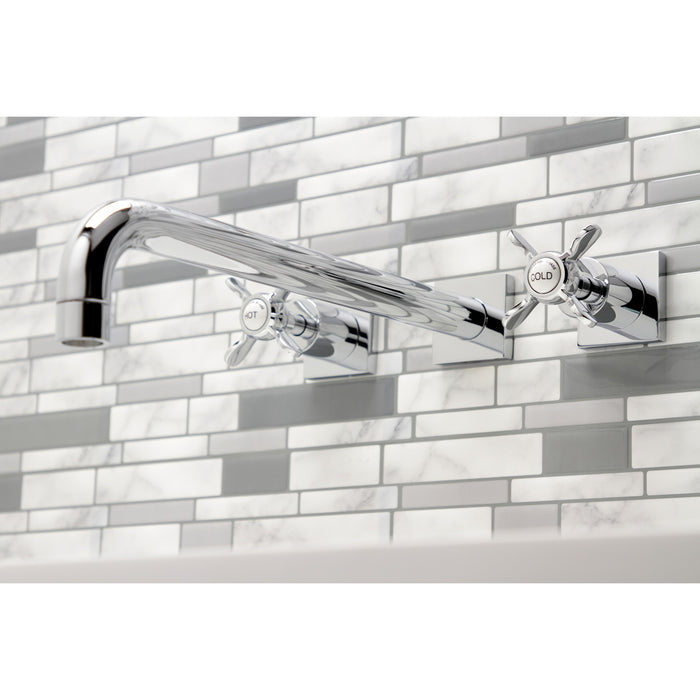 Kingston Tulare KS6041BEX - Essex Two-Handle 3-Hole Wall Mount Tub Faucet, Polished Chrome