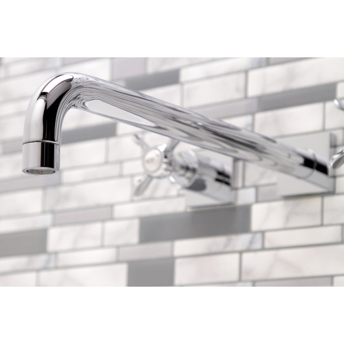 Kingston Tulare KS6041BEX - Essex Two-Handle 3-Hole Wall Mount Tub Faucet, Polished Chrome