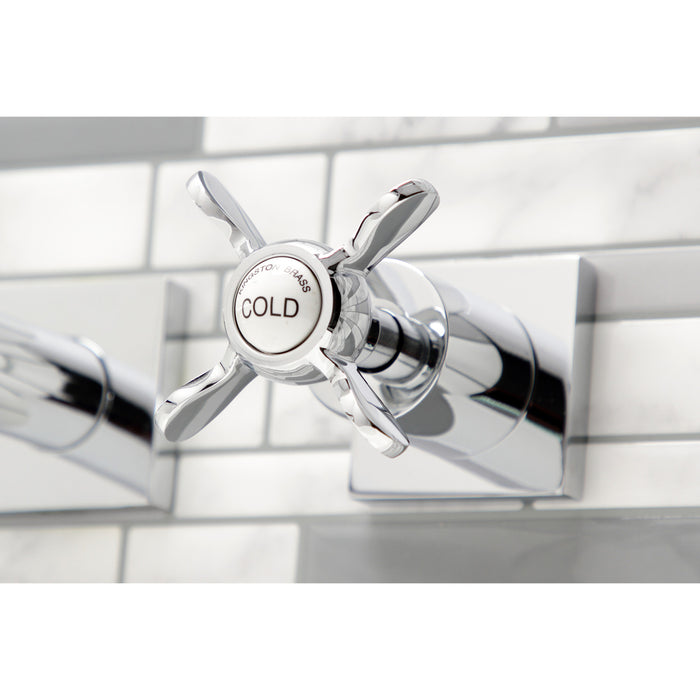 Kingston Tulare KS6041BEX - Essex Two-Handle 3-Hole Wall Mount Tub Faucet, Polished Chrome