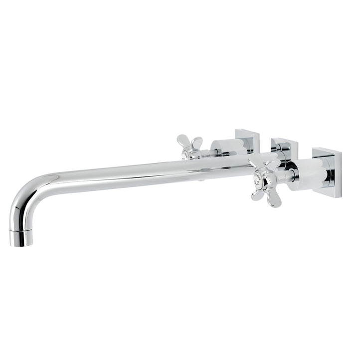 Kingston Tulare KS6041BEX - Essex Two-Handle 3-Hole Wall Mount Tub Faucet, Polished Chrome