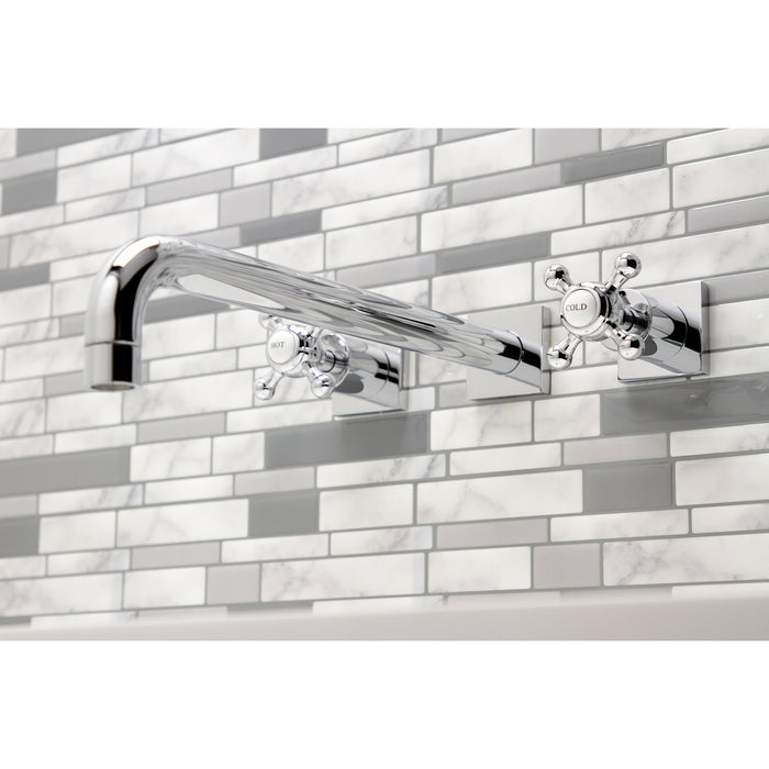Kingston Tulare KS6041BX - Metropolitan Two-Handle 3-Hole Wall Mount Tub Faucet, Polished Chrome