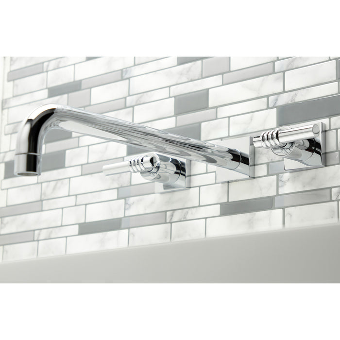 Kingston Tulare KS6041ML - Milano Two-Handle 3-Hole Wall Mount Tub Faucet, Polished Chrome