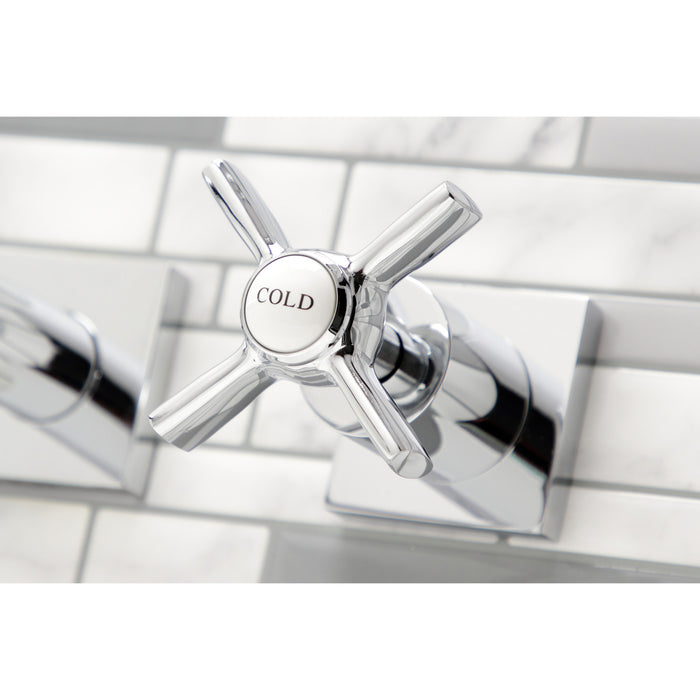 Kingston Tulare KS6041ZX - Millennium Two-Handle 3-Hole Wall Mount Tub Faucet, Polished Chrome