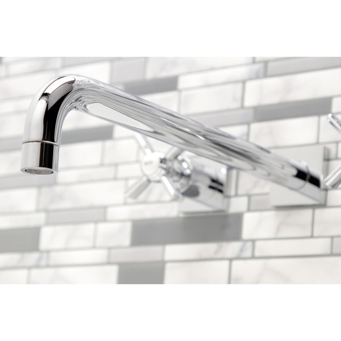 Kingston Tulare KS6041ZX - Millennium Two-Handle 3-Hole Wall Mount Tub Faucet, Polished Chrome