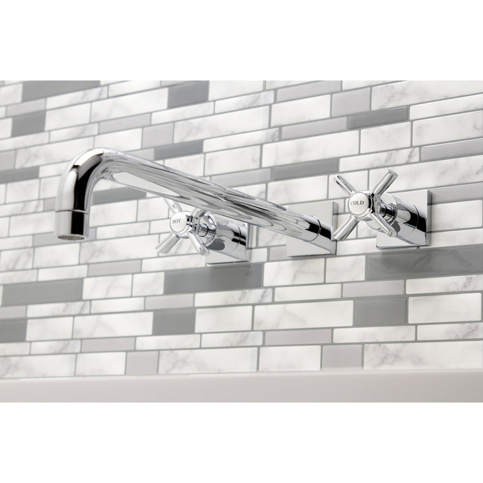 Kingston Tulare KS6041ZX - Millennium Two-Handle 3-Hole Wall Mount Tub Faucet, Polished Chrome