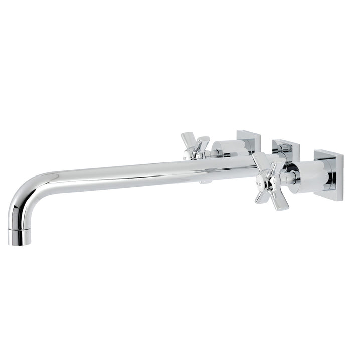 Kingston Tulare KS6041ZX - Millennium Two-Handle 3-Hole Wall Mount Tub Faucet, Polished Chrome