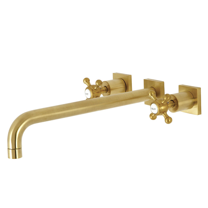 Kingston Tulare KS6047BX - Metropolitan Two-Handle 3-Hole Wall Mount Tub Faucet, Brushed Brass