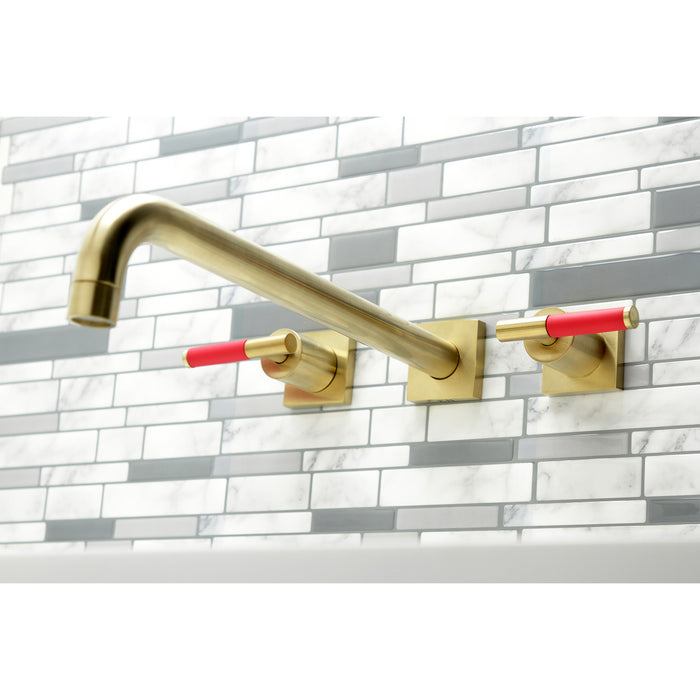 Kingston Sona KS6047CKL - Kaiser Two-Handle 3-Hole Wall Mount Tub Faucet, Brushed Brass