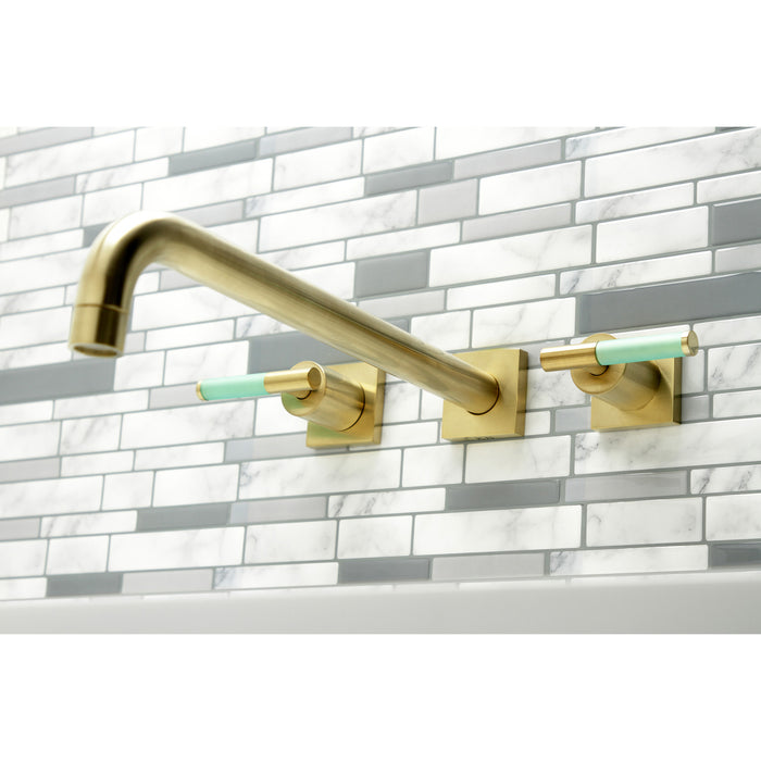 Kingston Sona KS6047CKL - Kaiser Two-Handle 3-Hole Wall Mount Tub Faucet, Brushed Brass