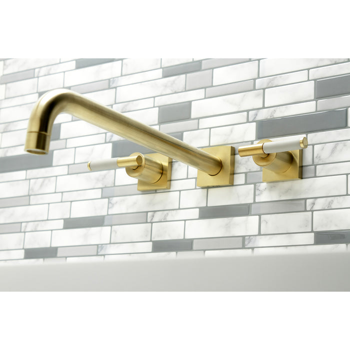 Kingston Sona KS6047CKL - Kaiser Two-Handle 3-Hole Wall Mount Tub Faucet, Brushed Brass