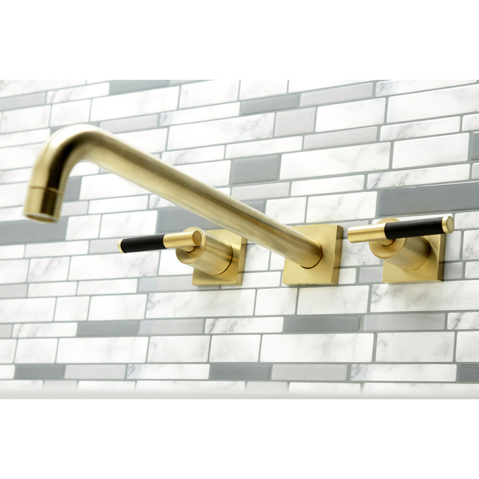 Kingston Sona KS6047CKL - Kaiser Two-Handle 3-Hole Wall Mount Tub Faucet, Brushed Brass