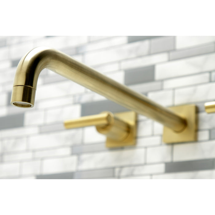 Kingston Sona KS6047CML - Manhattan Two-Handle 3-Hole Wall Mount Tub Faucet, Brushed Brass