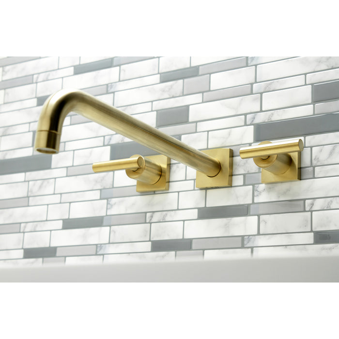 Kingston Sona KS6047CML - Manhattan Two-Handle 3-Hole Wall Mount Tub Faucet, Brushed Brass