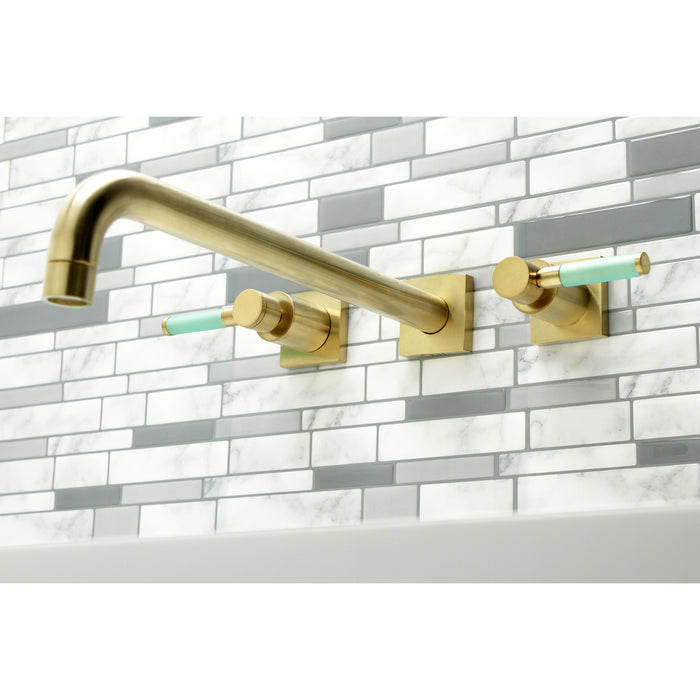 Kingston Sona KS6047DKL - Kaiser Two-Handle 3-Hole Wall Mount Tub Faucet, Brushed Brass