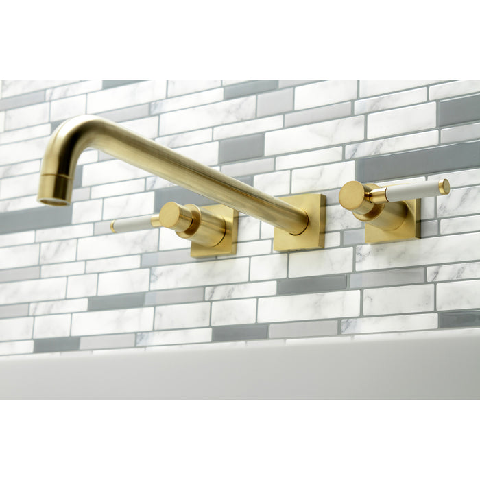 Kingston Sona KS6047DKL - Kaiser Two-Handle 3-Hole Wall Mount Tub Faucet, Brushed Brass