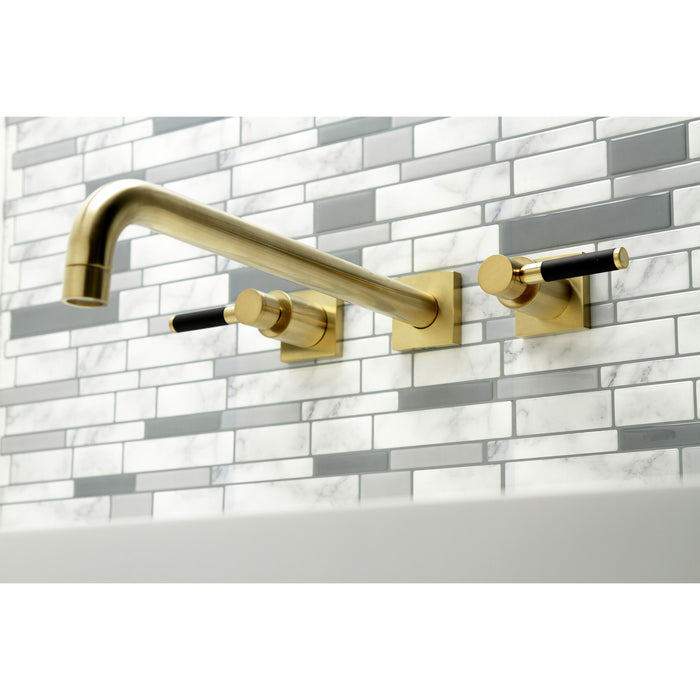 Kingston Sona KS6047DKL - Kaiser Two-Handle 3-Hole Wall Mount Tub Faucet, Brushed Brass