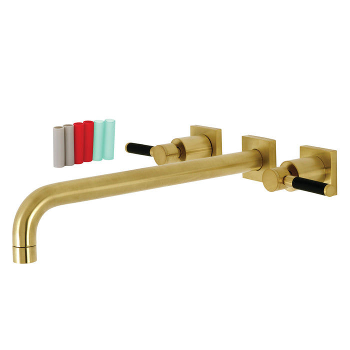 Kingston Sona KS6047DKL - Kaiser Two-Handle 3-Hole Wall Mount Tub Faucet, Brushed Brass