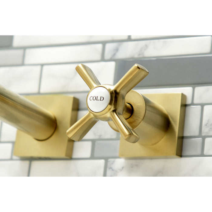 Kingston Tulare KS6047ZX - Millennium Two-Handle 3-Hole Wall Mount Tub Faucet, Brushed Brass