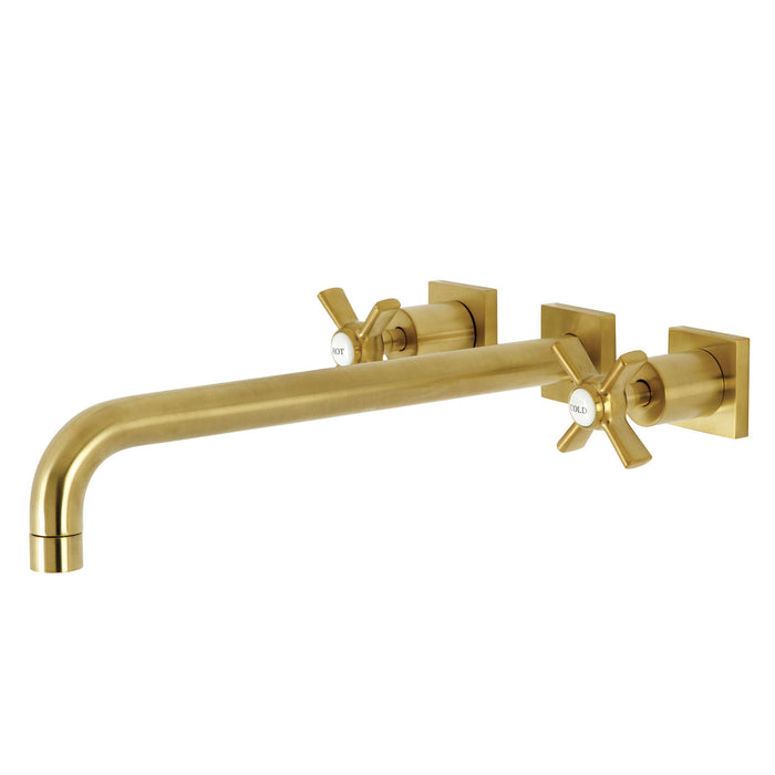 Kingston Tulare KS6047ZX - Millennium Two-Handle 3-Hole Wall Mount Tub Faucet, Brushed Brass