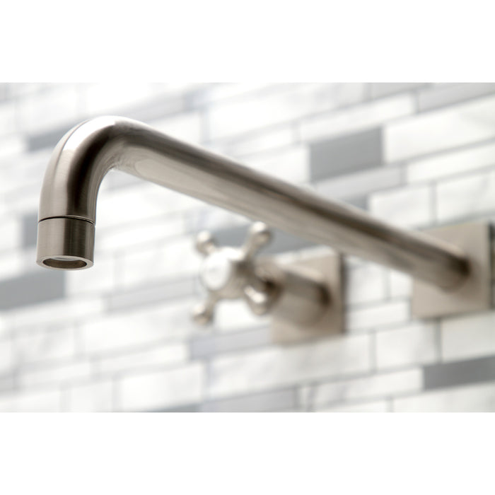 Kingston Tulare KS6048BX - Metropolitan Two-Handle 3-Hole Wall Mount Tub Faucet, Brushed Nickel