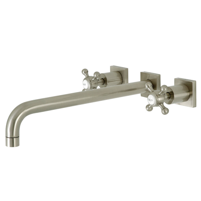 Kingston Tulare KS6048BX - Metropolitan Two-Handle 3-Hole Wall Mount Tub Faucet, Brushed Nickel
