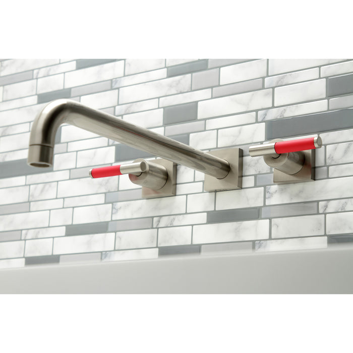 Kingston Sona KS6048CKL - Kaiser Two-Handle 3-Hole Wall Mount Tub Faucet, Brushed Nickel