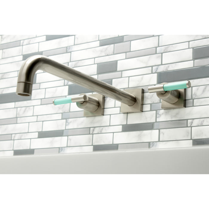 Kingston Sona KS6048CKL - Kaiser Two-Handle 3-Hole Wall Mount Tub Faucet, Brushed Nickel