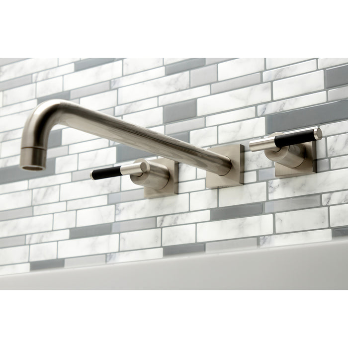 Kingston Sona KS6048CKL - Kaiser Two-Handle 3-Hole Wall Mount Tub Faucet, Brushed Nickel