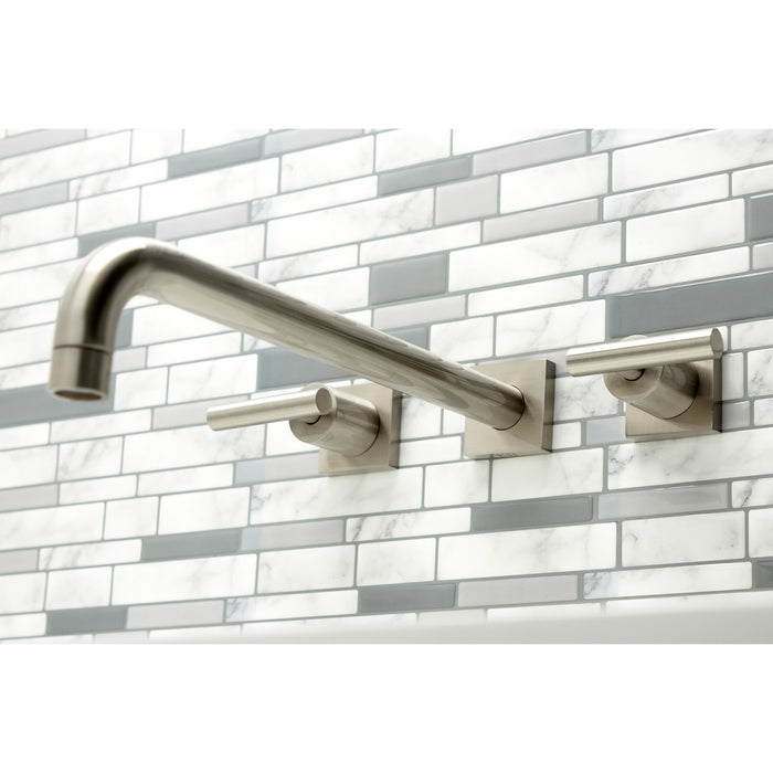 Kingston Sona KS6048CML - Manhattan Two-Handle 3-Hole Wall Mount Tub Faucet, Brushed Nickel