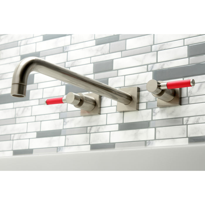 Kingston Sona KS6048DKL - Kaiser Two-Handle 3-Hole Wall Mount Tub Faucet, Brushed Nickel