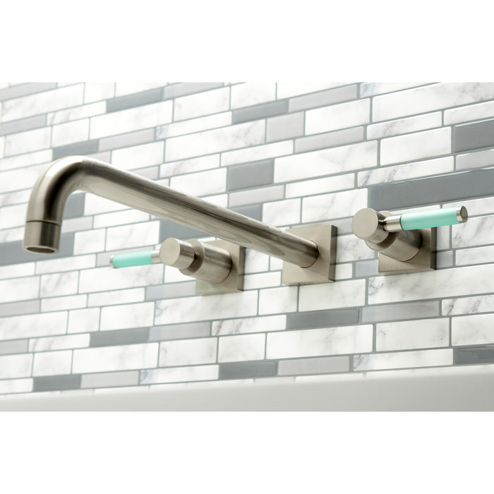 Kingston Sona KS6048DKL - Kaiser Two-Handle 3-Hole Wall Mount Tub Faucet, Brushed Nickel