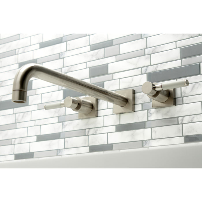 Kingston Sona KS6048DKL - Kaiser Two-Handle 3-Hole Wall Mount Tub Faucet, Brushed Nickel