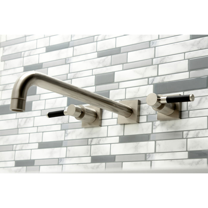 Kingston Sona KS6048DKL - Kaiser Two-Handle 3-Hole Wall Mount Tub Faucet, Brushed Nickel