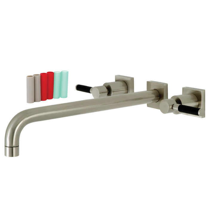 Kingston Sona KS6048DKL - Kaiser Two-Handle 3-Hole Wall Mount Tub Faucet, Brushed Nickel