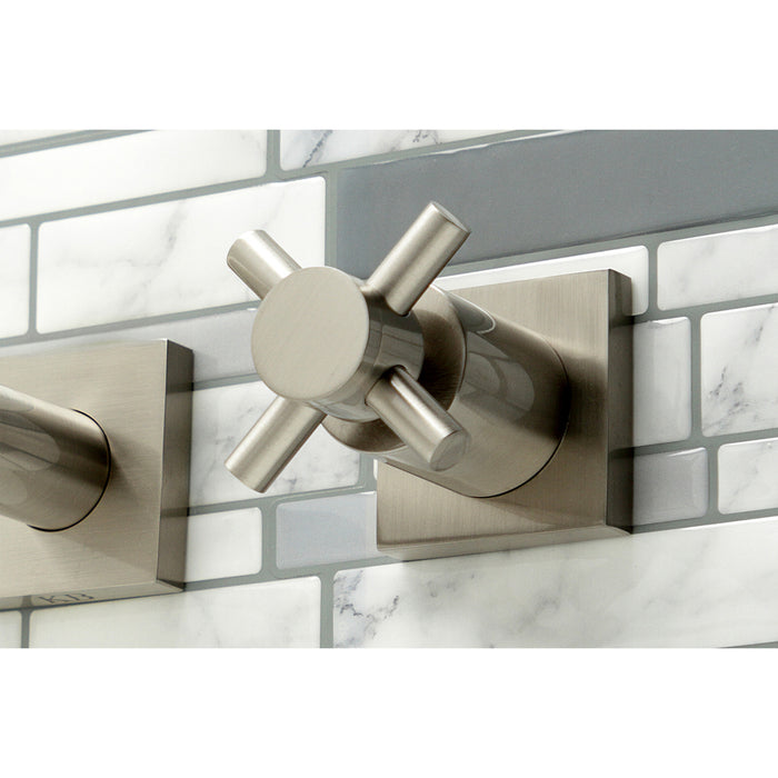Kingston Sona KS6048DX - Concord Two-Handle 3-Hole Wall Mount Tub Faucet, Brushed Nickel
