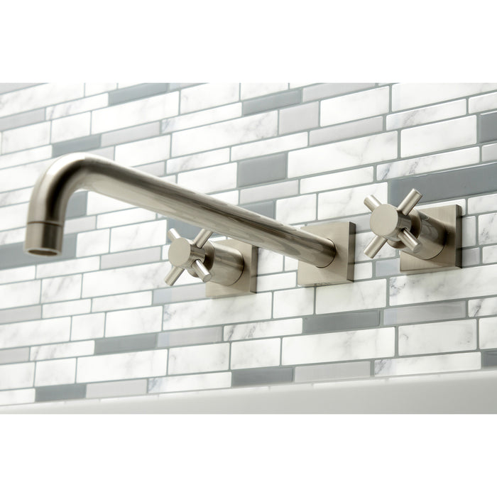 Kingston Sona KS6048DX - Concord Two-Handle 3-Hole Wall Mount Tub Faucet, Brushed Nickel